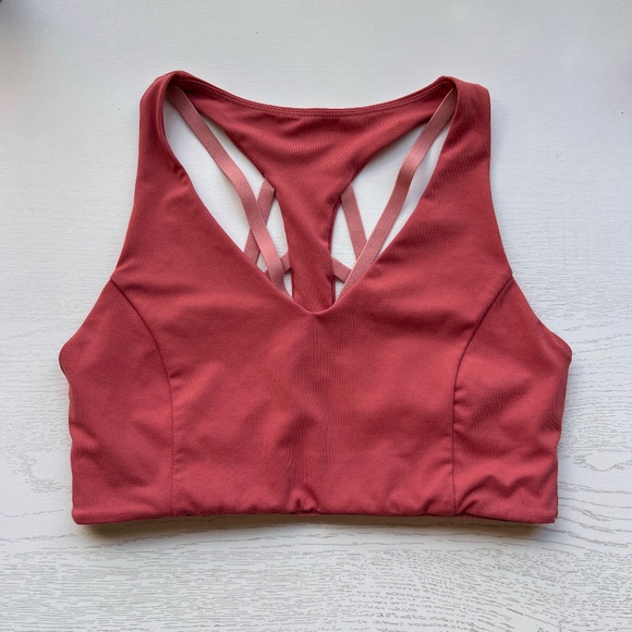 Fabletics High Impact Sports Bra Strappy Criss Cross Back Dusty Cedar Blossom - Picture 5 of 12